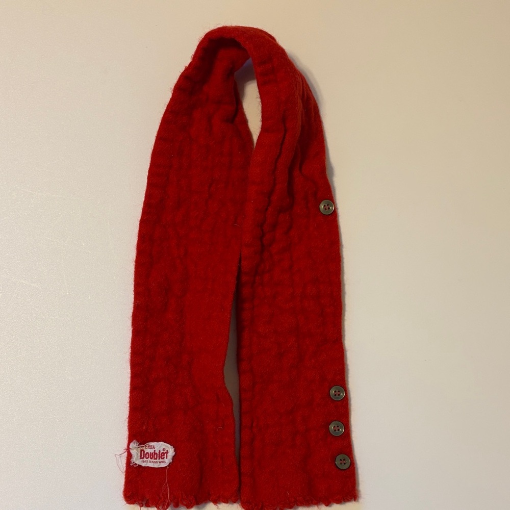 Vintage Red Scarf with Button Accents
